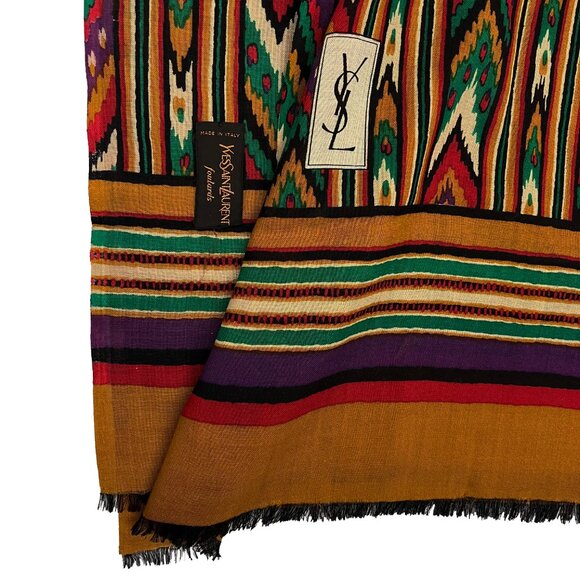Yves Saint Laurent YSL Foulards Fringe Scarf Shawl - Picture 2 of 2